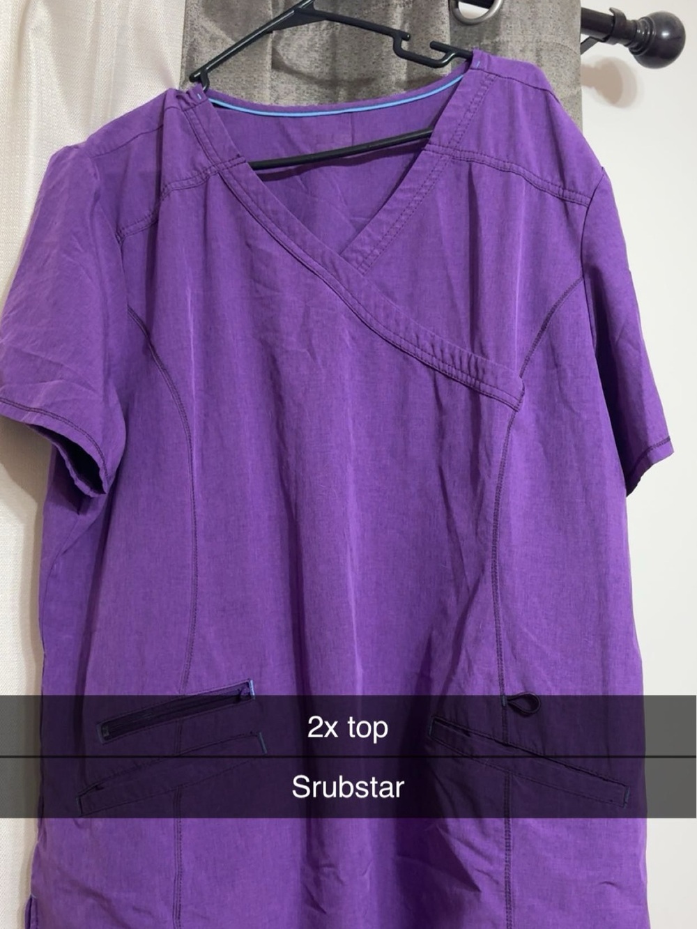 Scrubstar Purple V-Neck Crossover Scrub Top